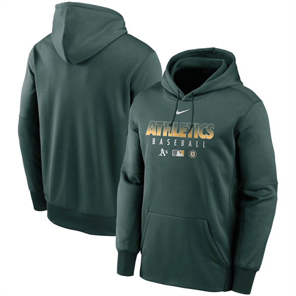 Men's Oakland Athletics Green 2022 Therma Performance Pullover Hoodie